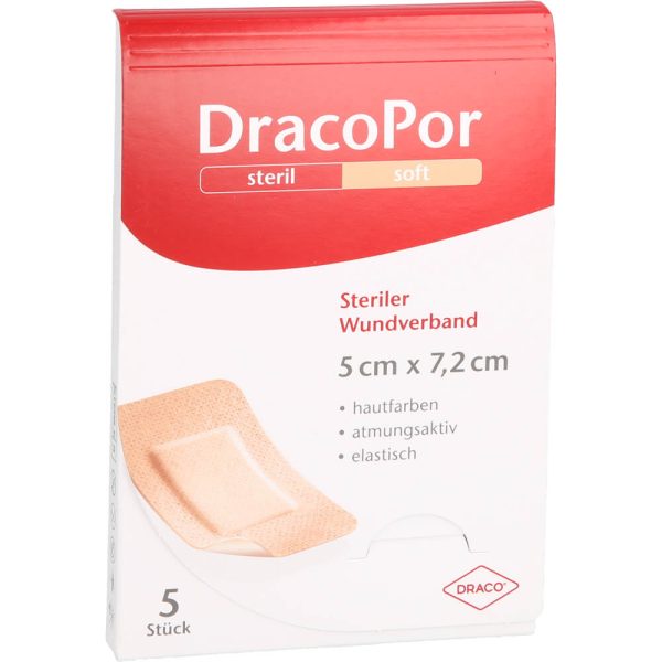 DRACOPOR Wundverband 5 x 7,2 cm steril hautfarben