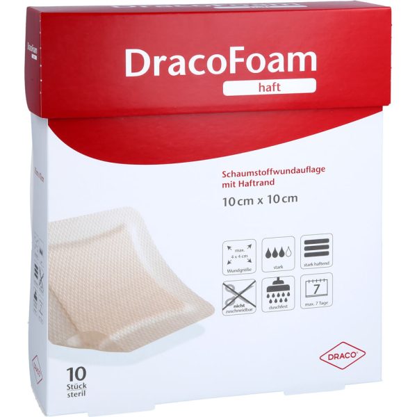 DRACOFOAM Haft Schaumstoff Wundauflasche 10 x 10 cm