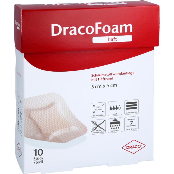 DRACOFOAM Haft Schaumstoff Wundauflasche 5 x 5 cm